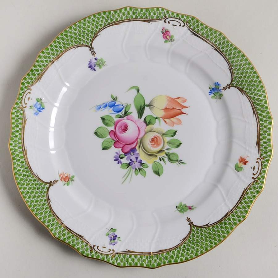 Printemps Green Border Dinner Plate by Herend-1