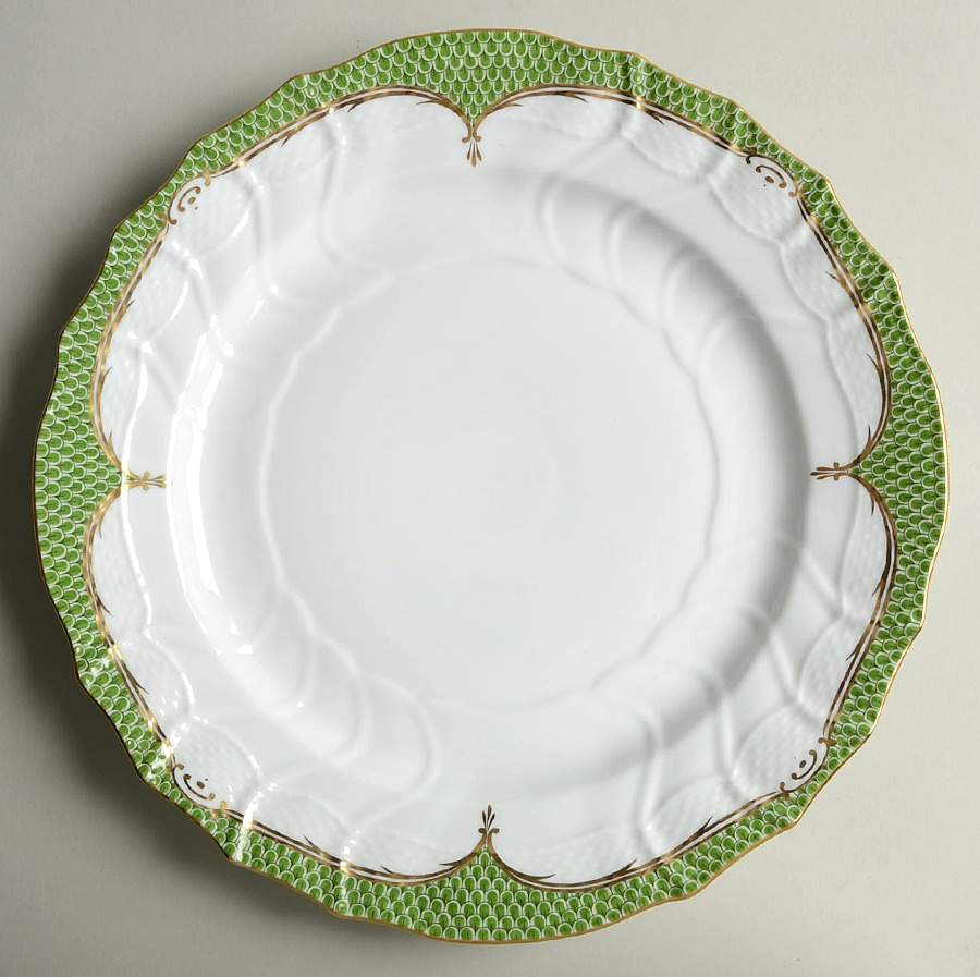 Printemps Green Border 12" Chop Plate (Round Platter) by Herend-1