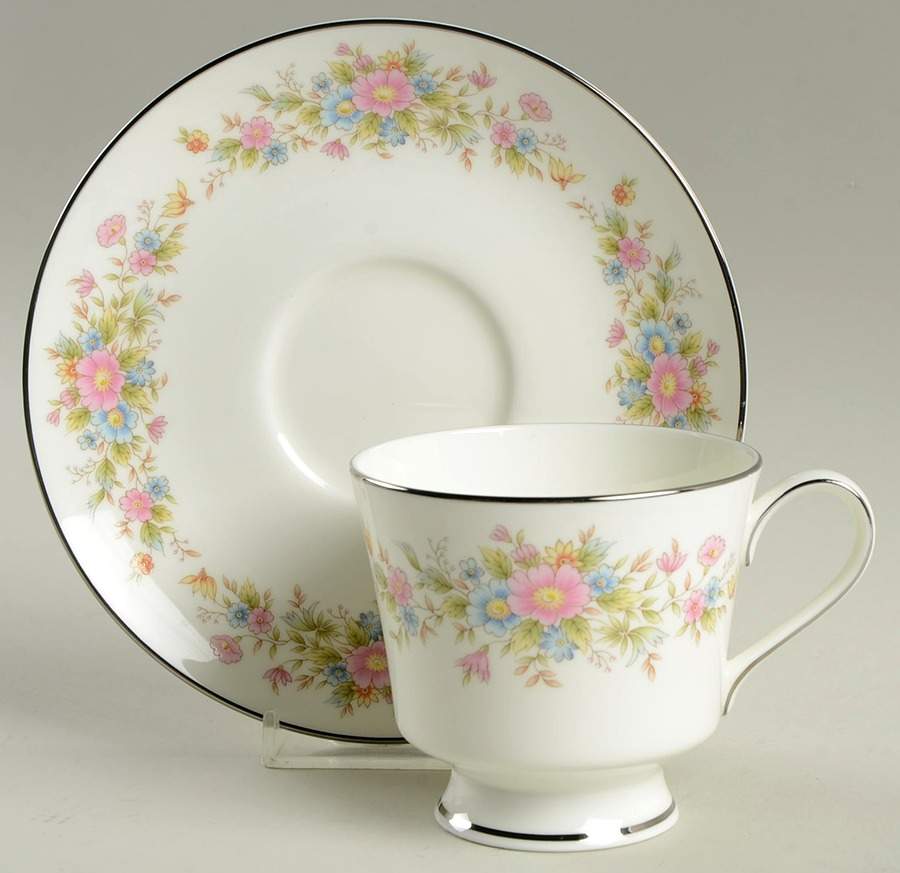 Flora Footed Cup & Saucer Set by Hallmark-1