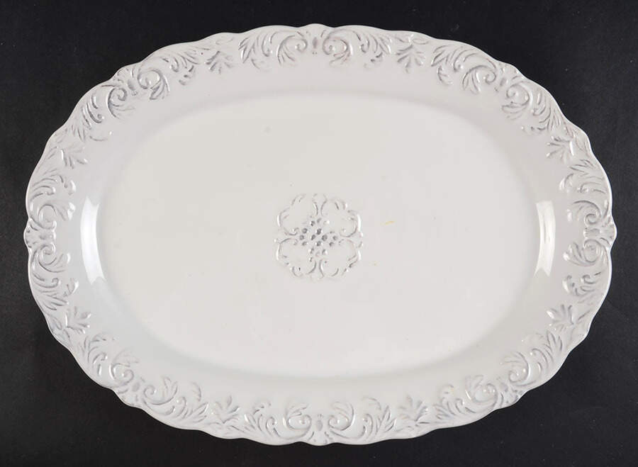 Madison Collection Antique White 14" Oval Serving Platter by Home Essentials-1
