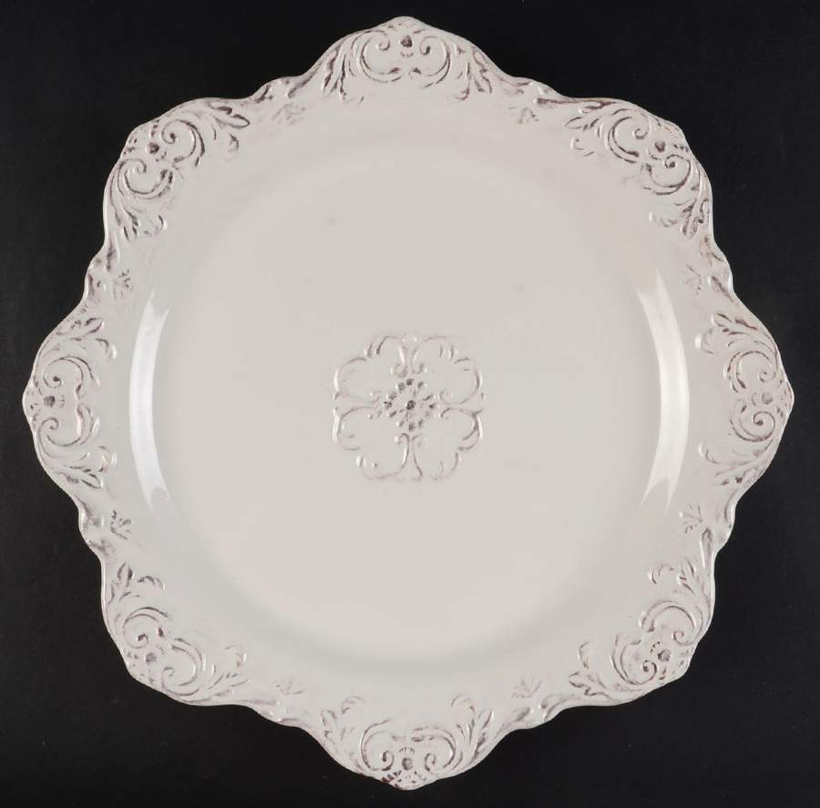 Madison Collection Antique White 13" Chop Plate (Round Platter) by Home Essentials-1