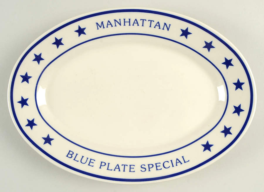 Blue Plate Special 11" Oval Serving Platter by Homer Laughlin -1