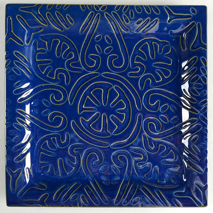 Santorini Blue Square Dinner Plate by Homestudio-1
