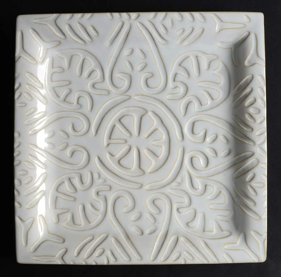 Santorini Cream Square Dinner Plate by Homestudio-1