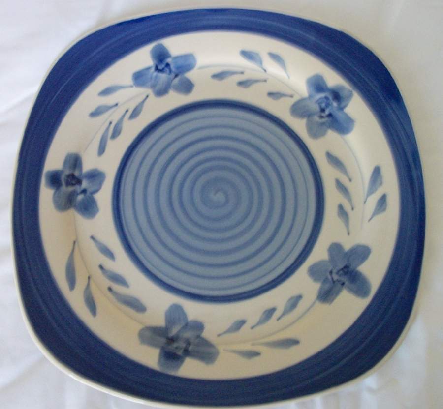 Bella Blue Square Dinner Plate by Home Accents-1