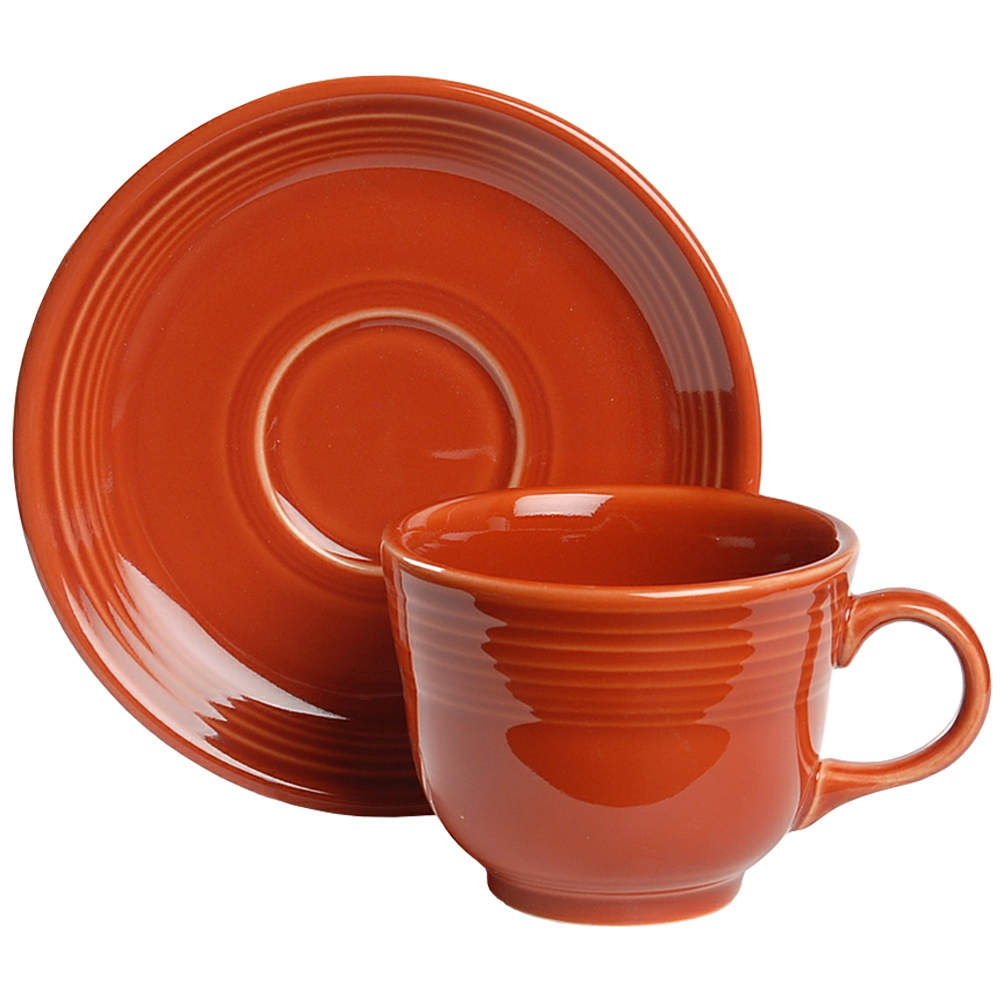 Fiesta Paprika (Intro 2010) Flat Cup & Saucer Set by Homer Laughlin -1