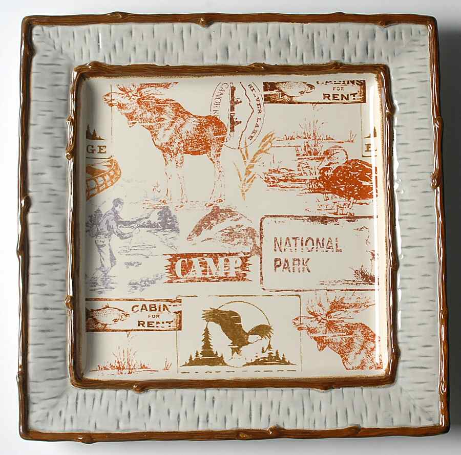 Lake Cabin 14" Square Platter by Homestudio-1