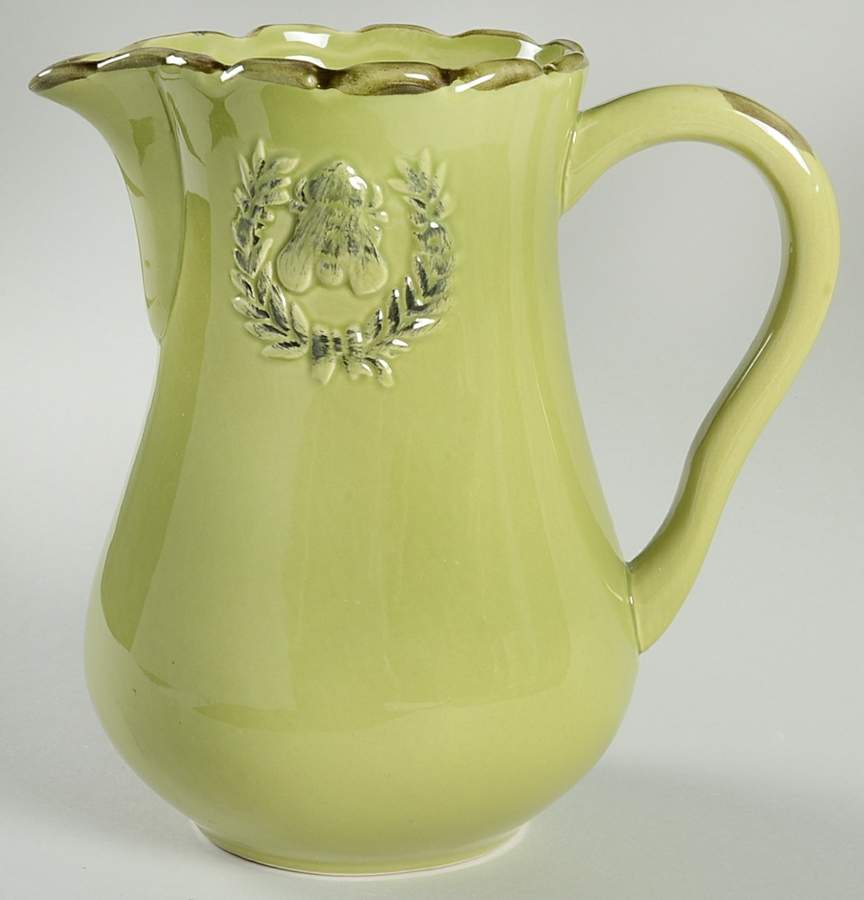 Embossed Bee Avocado Green Large Pitcher by Home Essentials-1