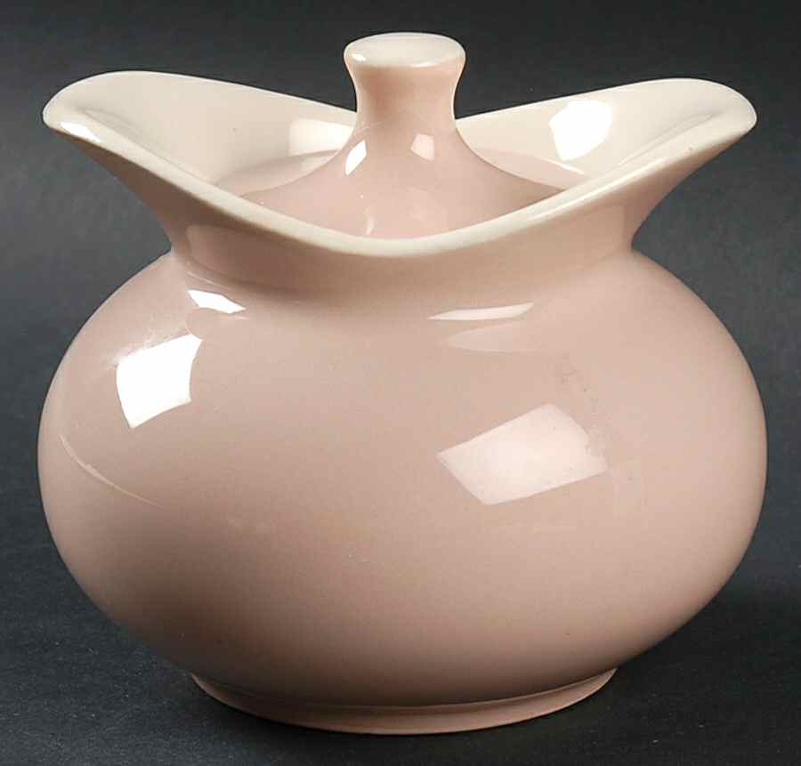 Pink Cocoa Sugar Bowl & Lid by Harker-1