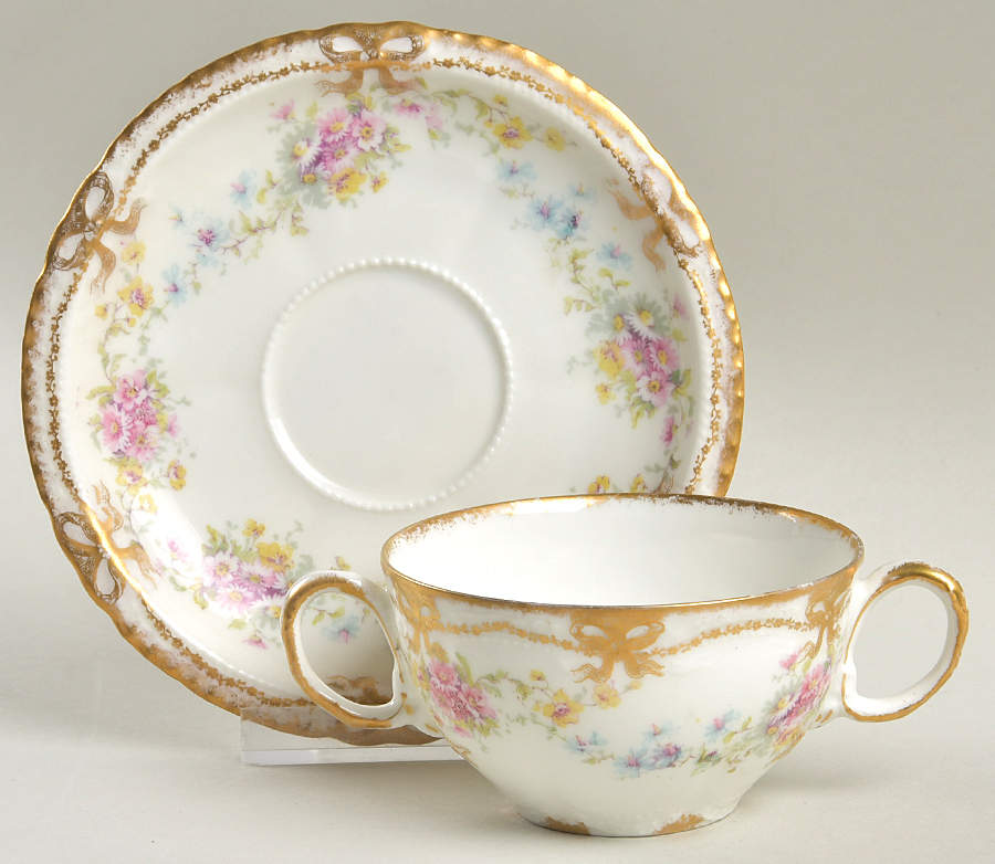 Schleiger 1058-7 Flat Bouillon Cup & Saucer by Haviland-1