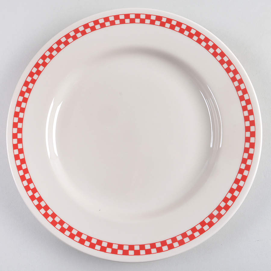 Checkers Scarlet Dinner Plate by Homer Laughlin -1