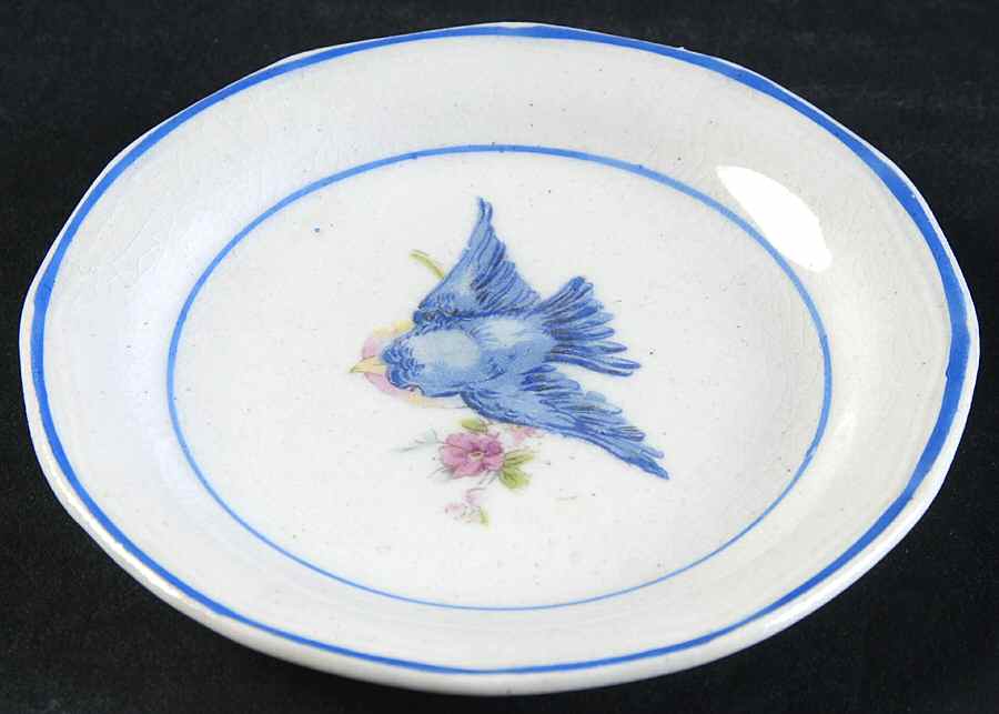 Bluebird (Blue Trim & Blue Band) Butter Pat by Homer Laughlin -1