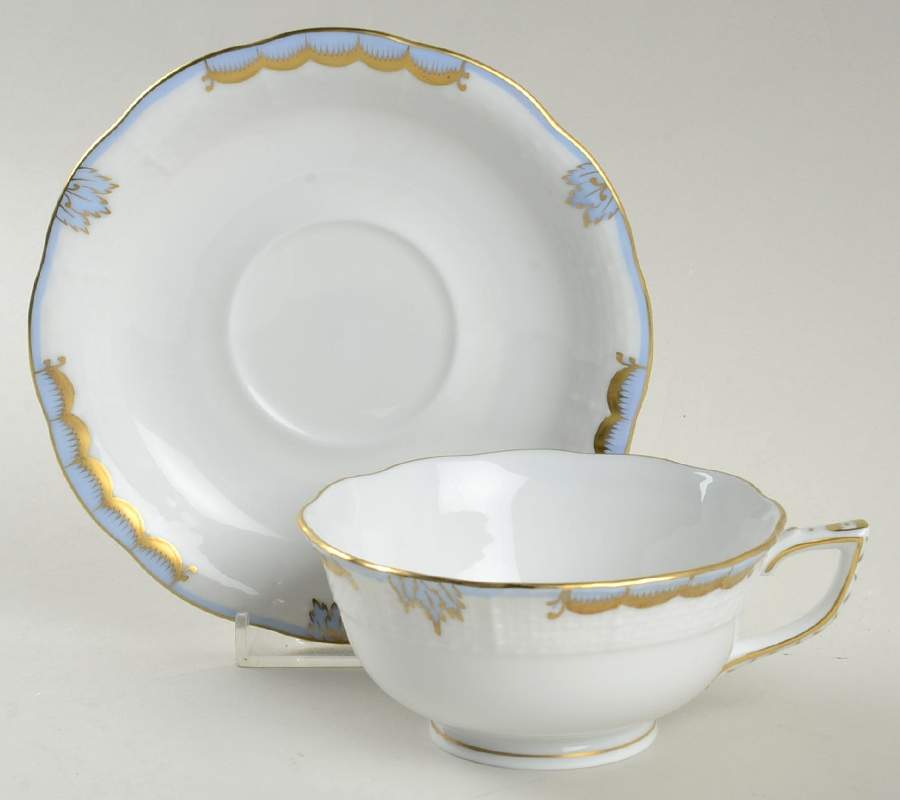 Princess Victoria Light Blue Footed Cup & Saucer Set by Herend-1