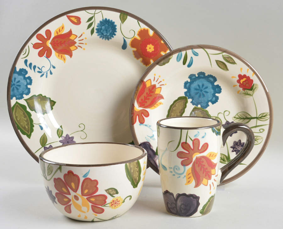 American Simplicity Vine Floral 4 Piece Place Setting by Home-1