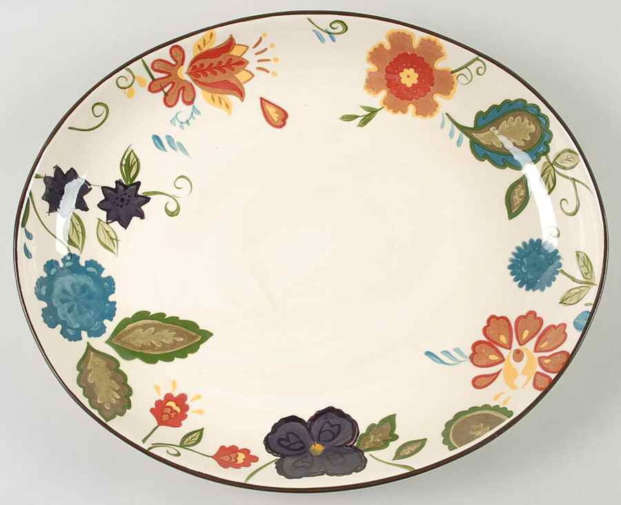 American Simplicity Vine Floral 15" Oval Serving Platter by Home-1