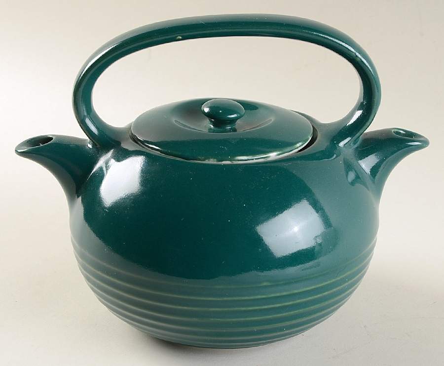 Turquoise Teataster 2 Spout Teapot & Lid by Hall-1