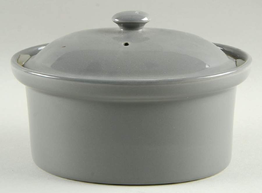 Gray 1 Quart Oval Covered Casserole by Hall-1