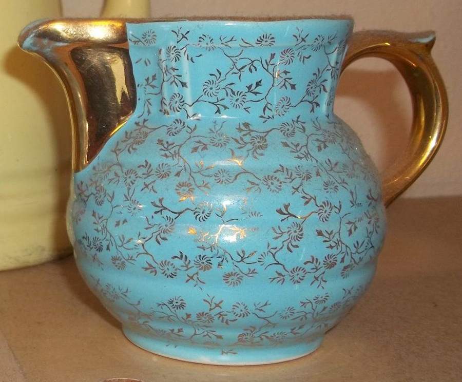 Mini Fleurette Turquoise Creamer by Hall-1