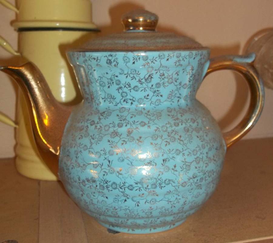 Mini Fleurette Turquoise Coffee Pot & Lid by Hall-1