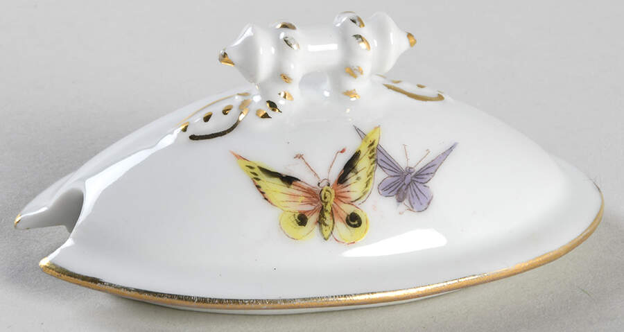 Meadow Visitors (Smooth, No Bird, Gold Trim) Lid for Gravy Boat by Haviland-1