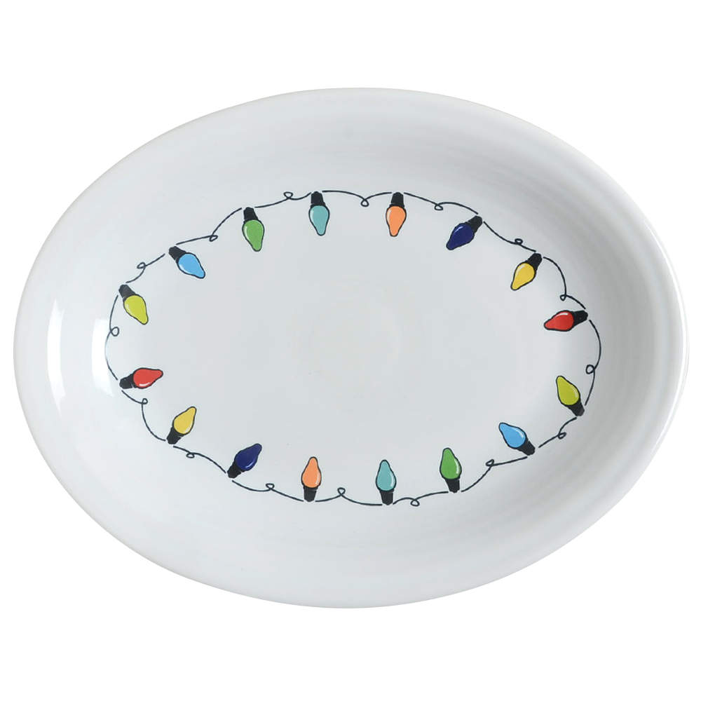 Fiesta Christmas Lights 11" Oval Serving Platter by Homer Laughlin -1