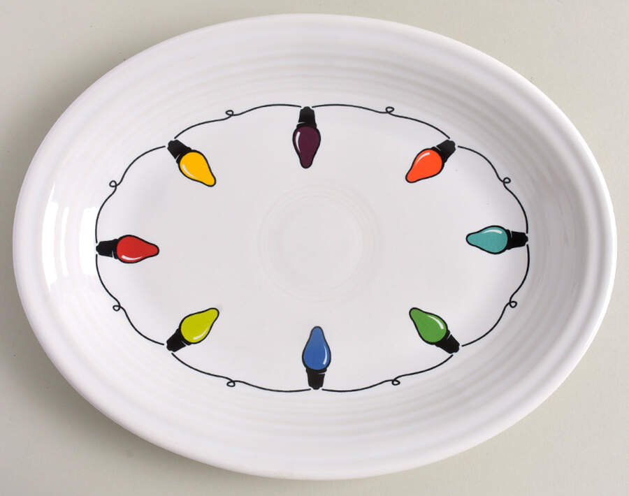 Fiesta Christmas Lights 11" Oval Serving Platter by Homer Laughlin -1
