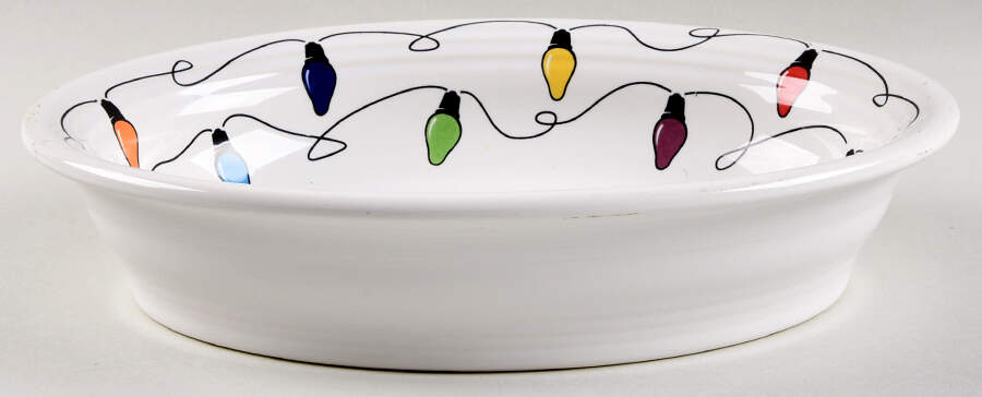 Fiesta Christmas Lights 10" Oval Vegetable Bowl by Homer Laughlin -1