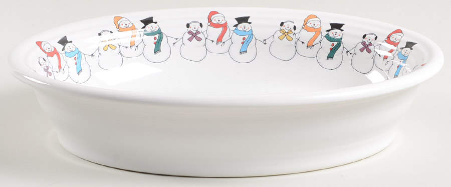 Fiesta Snowmen 10" Oval Vegetable Bowl by Homer Laughlin -1