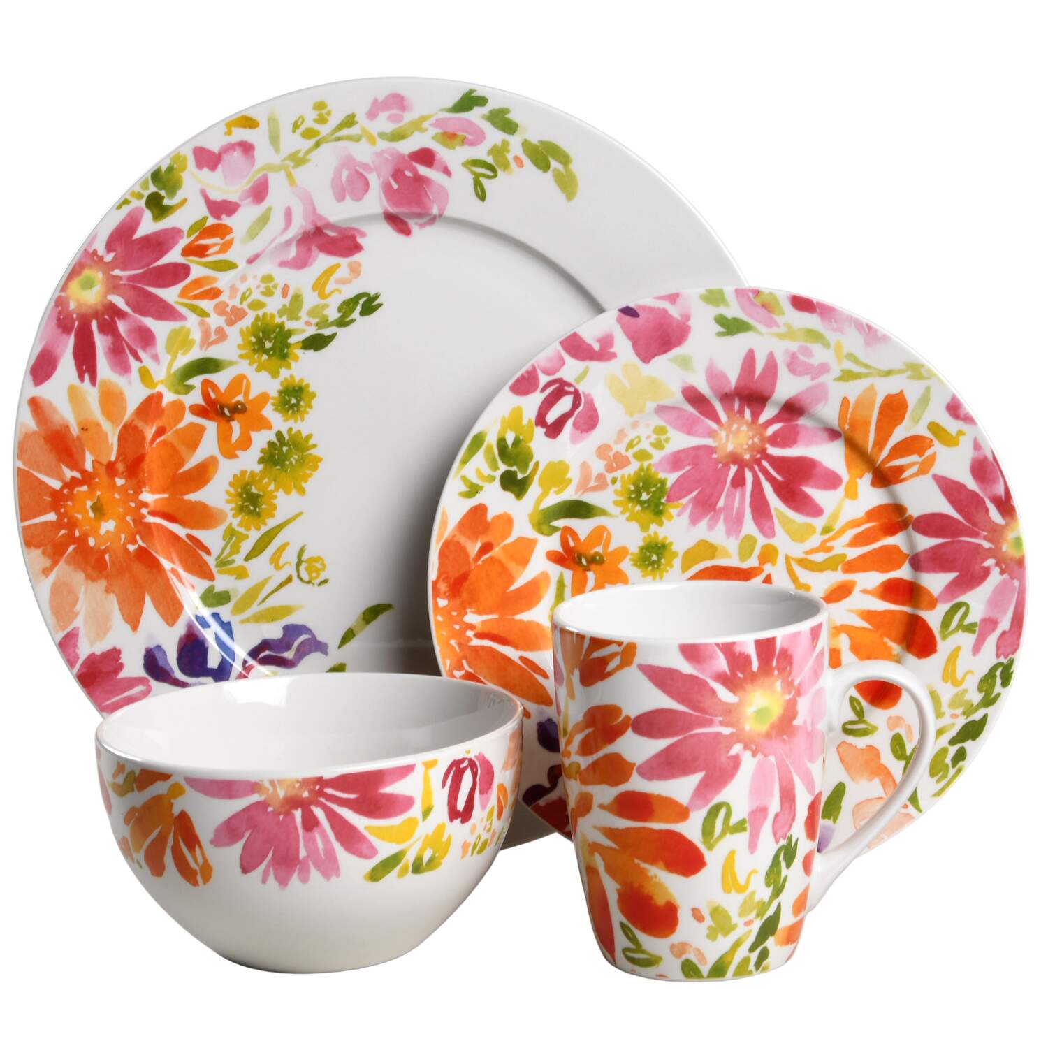 Watercolor Floral 4 Piece Place Setting by Home-1