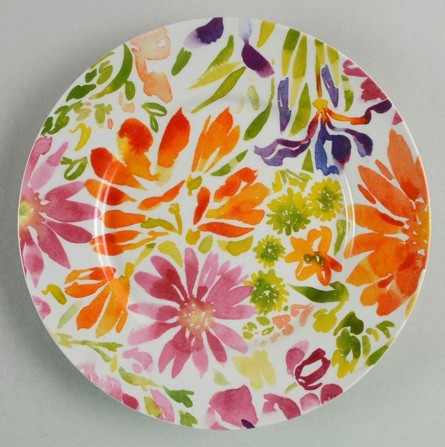 Watercolor Floral Salad Plate by Home-1