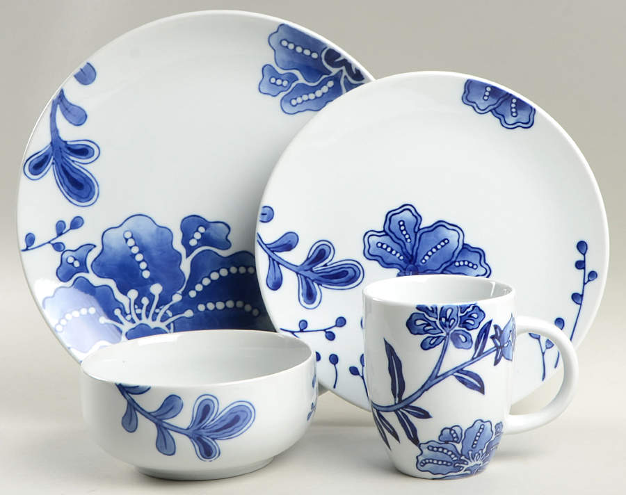 Blue and White 4 Piece Place Setting by Home-1