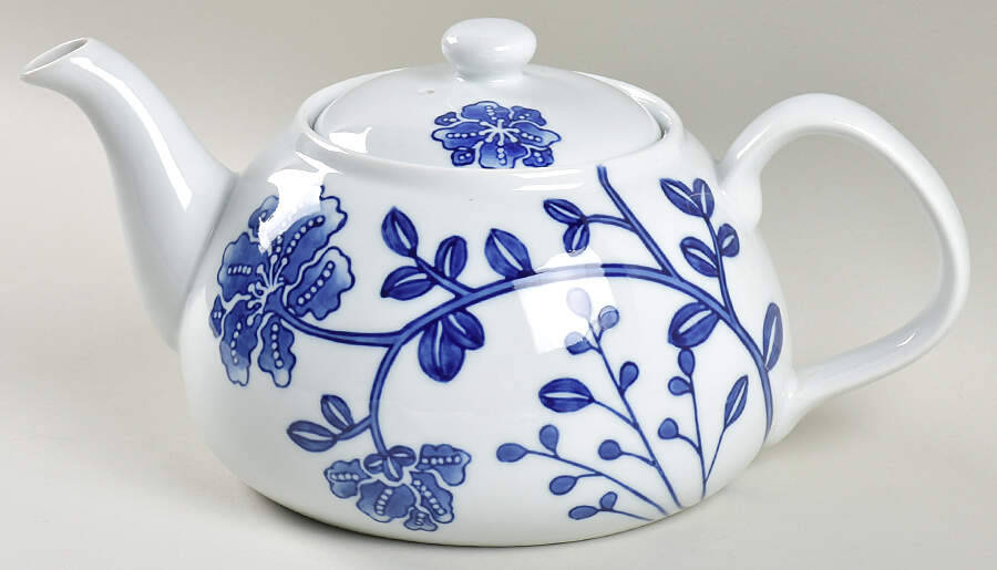Blue and White Teapot & Lid by Home-1