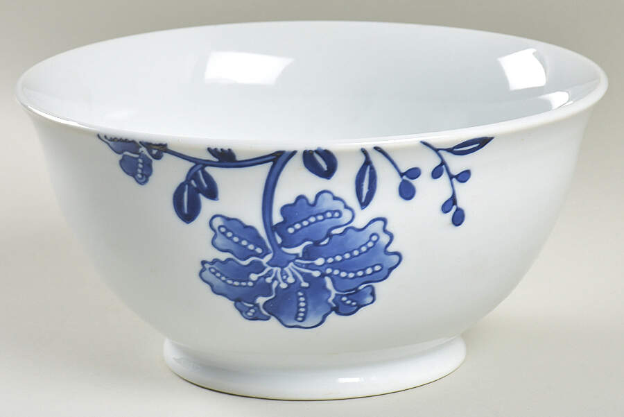 Blue and White 8" Round Serving Bowl by Home-1