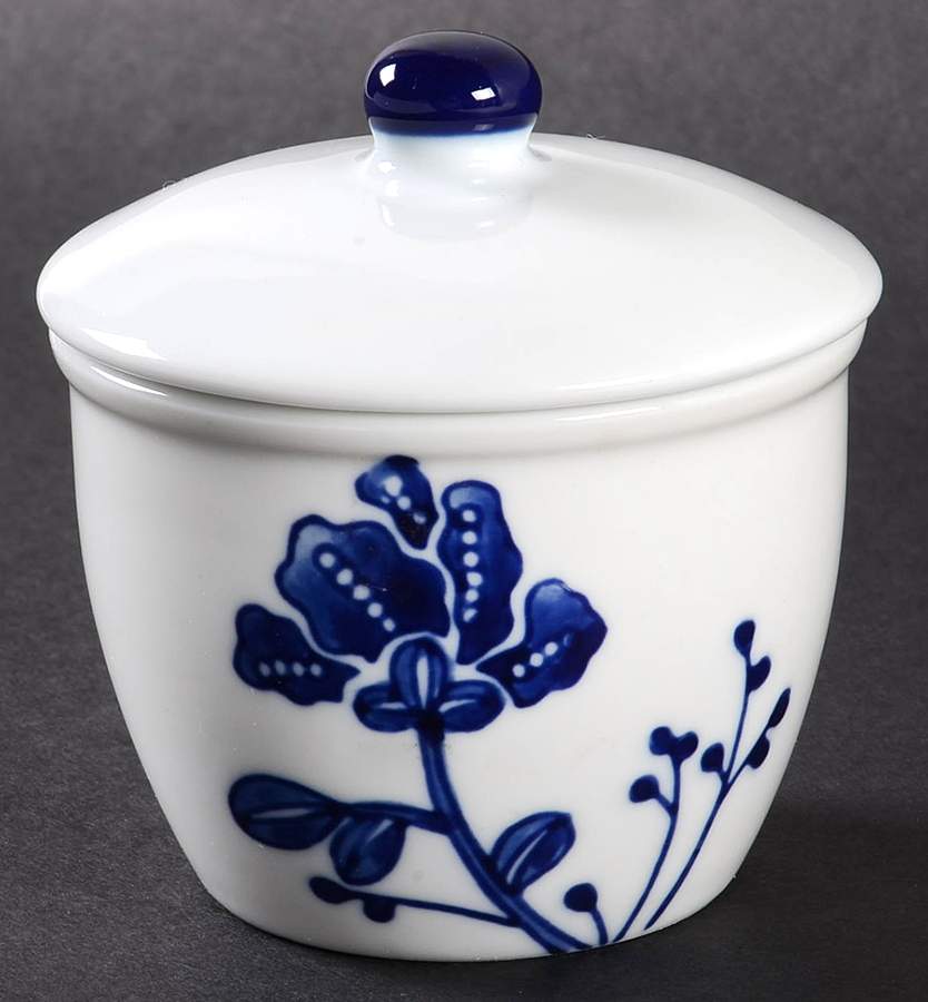 Blue and White Sugar Bowl & Lid by Home-1