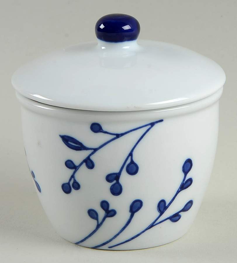 Blue and White Sugar Bowl & Lid by Home-1