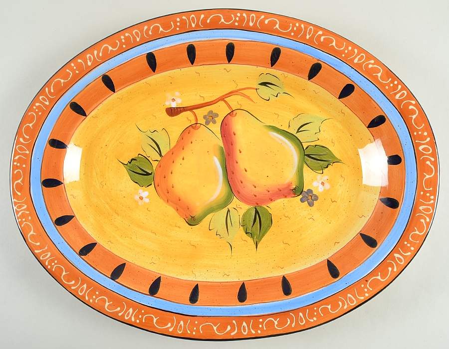 Mediterranean Pear 18" Oval Serving Platter by Heritage Mint-1