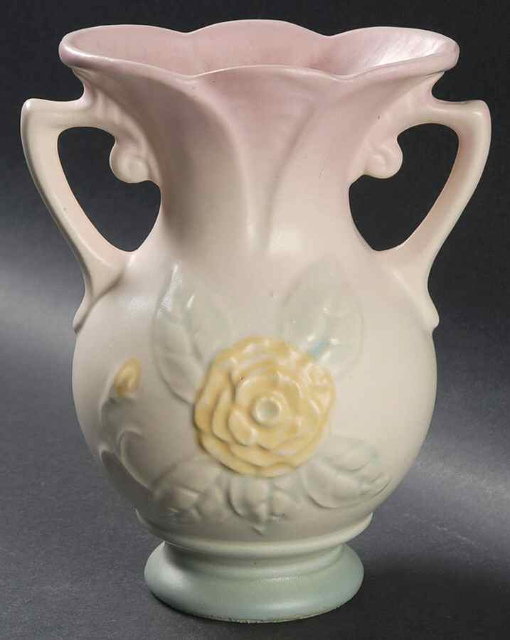 Camellia Open Rose 6" Handled Vase by Hull-1