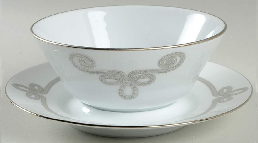 Brandebourg Platinum Gravy Boat with Attached Underplate by Haviland-1