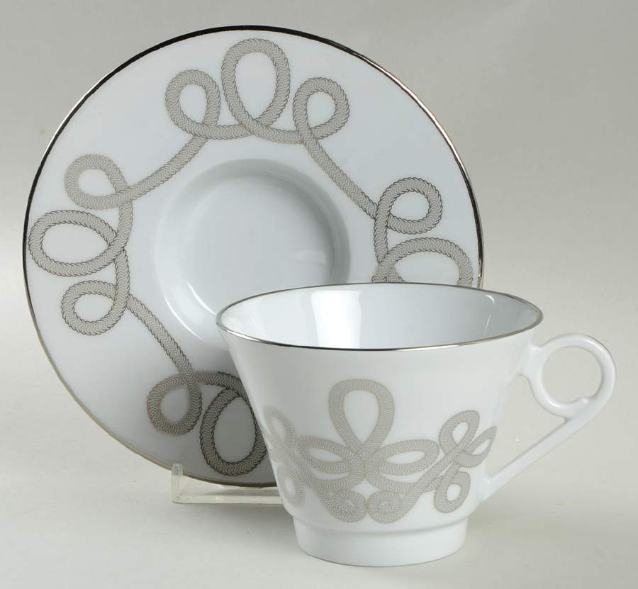 Brandebourg Platinum Flat Cup & Saucer Set by Haviland-1