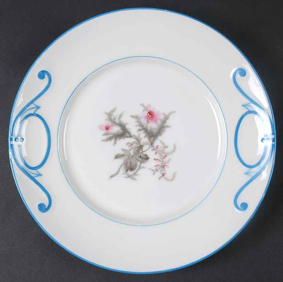 Moss Rose(Blue Trim, Gray Leaves) Dinner Plate by Haviland-1