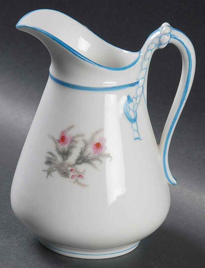 Moss Rose(Blue Trim, Gray Leaves) Creamer by Haviland-1