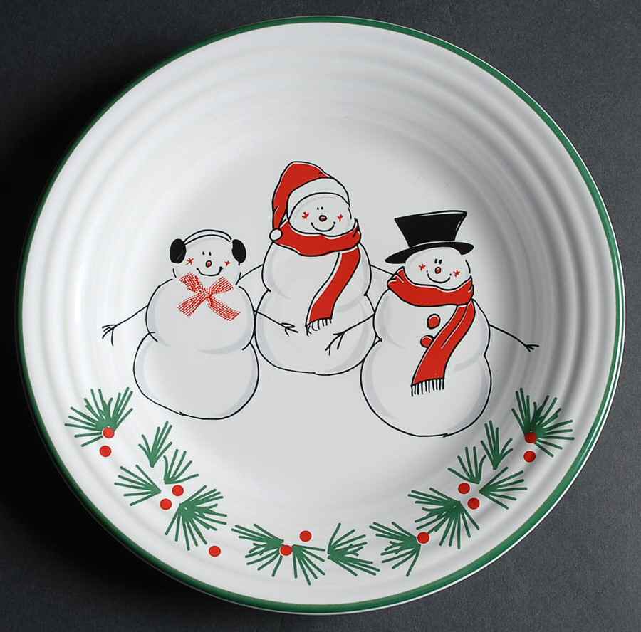 Fiesta Snowman Family Luncheon Plate by Homer Laughlin -1