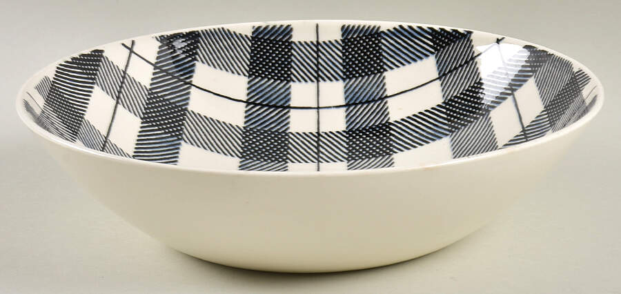 Highland Plaid Black 9" Round Vegetable Bowl by Homer Laughlin -1