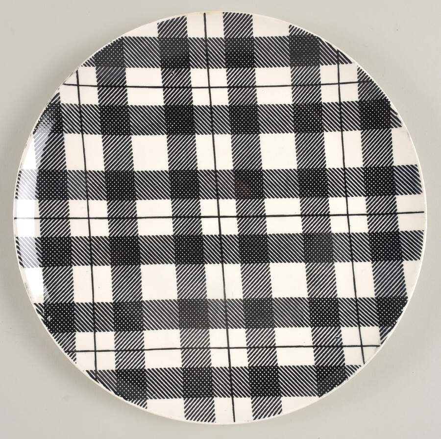Highland Plaid Black Dinner Plate by Homer Laughlin -1