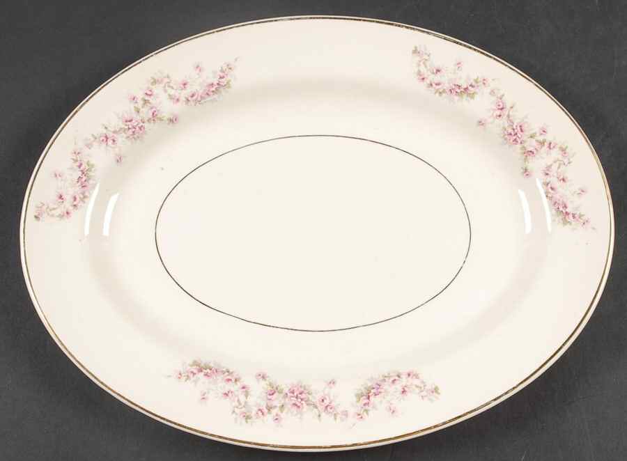 Bridal Rose (Smooth, Bakerite) 11" Oval Serving Platter by Harker-1