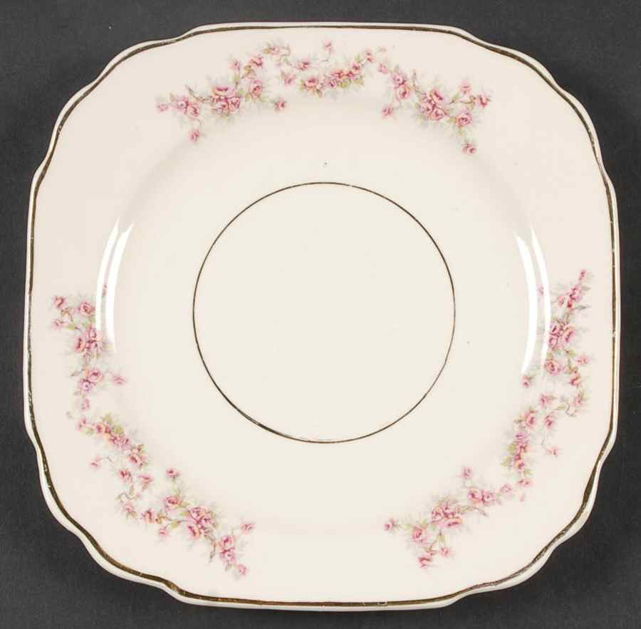 Bridal Rose (Smooth, Bakerite) Square Salad Plate by Harker-1