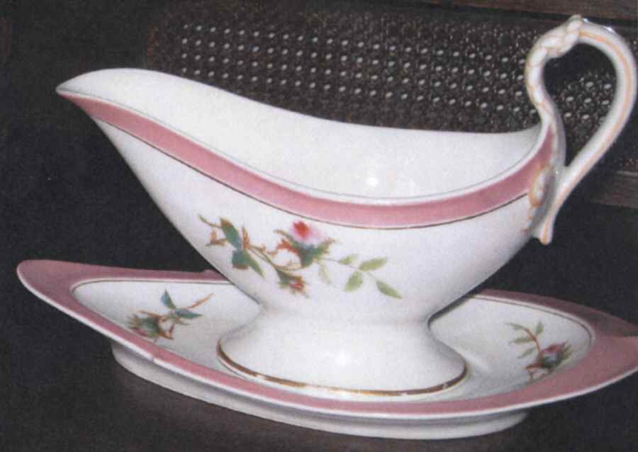 Moss Rose Gravy Boat & Underplate by Haviland-1