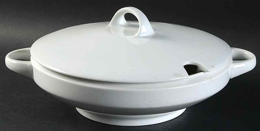 Electra White Round Covered Vegetable by Heinrich - H&C-1