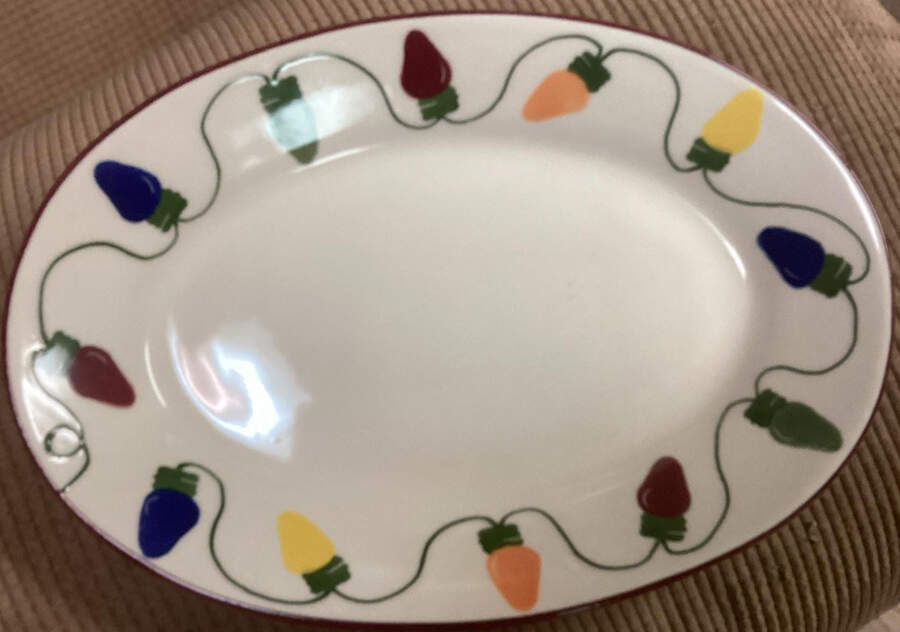 Christmas Lights 12" Oval Serving Platter by Hartstone-1