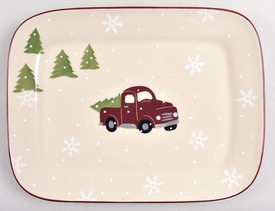 Red Truck 12" Rectangular Serving Platter by Hartstone-1